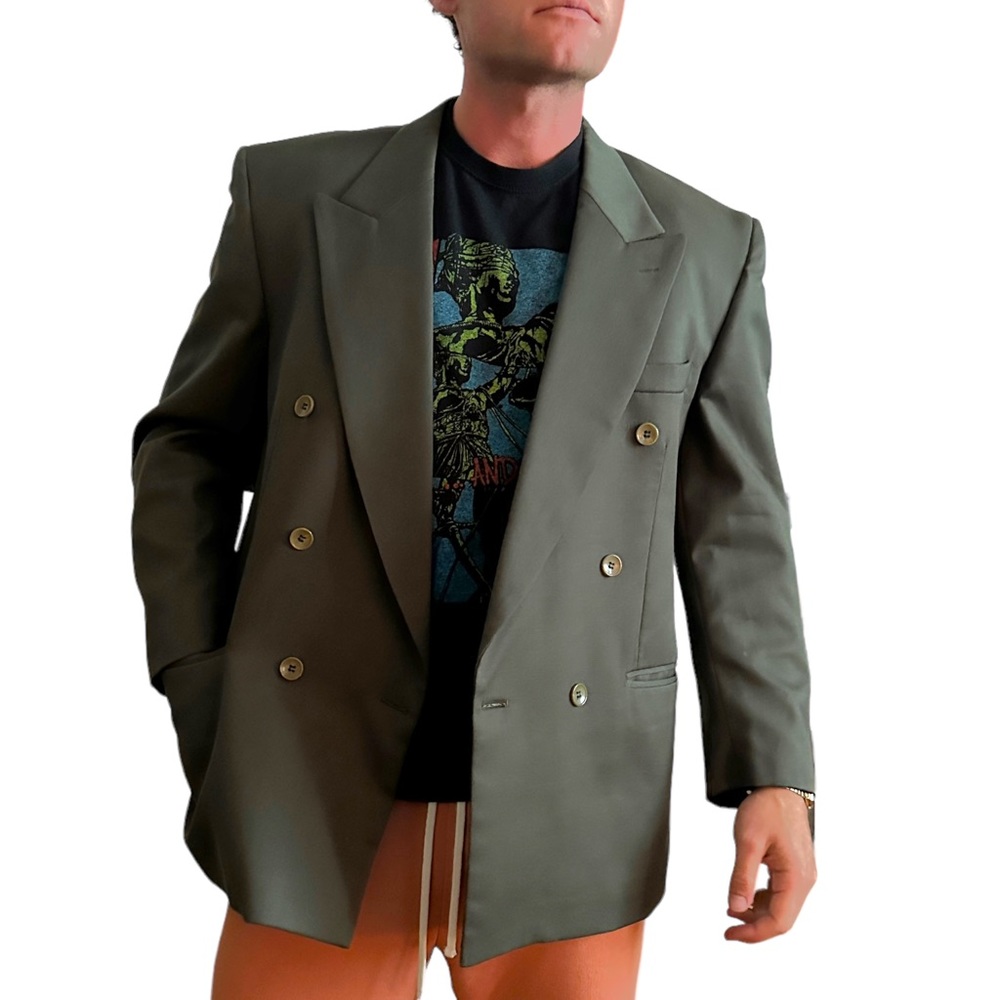 Double Breasted Olive suit Jacket